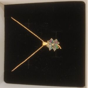 925 Sterling Silver Rose Gold Four Leaf Clover Necklace